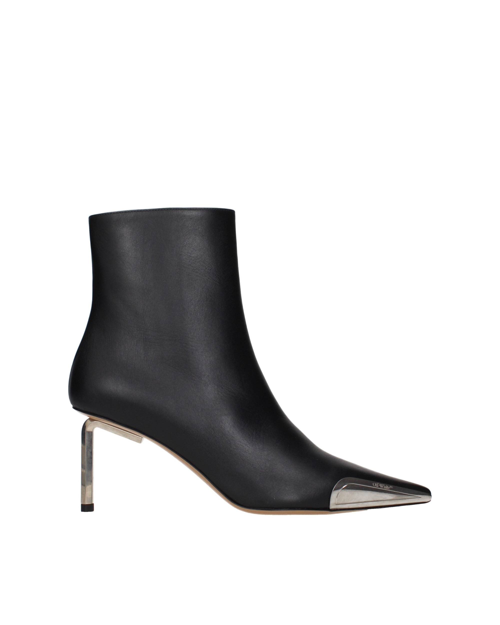 Off-White™ – Metal Tip Leather Ankle Boots Black