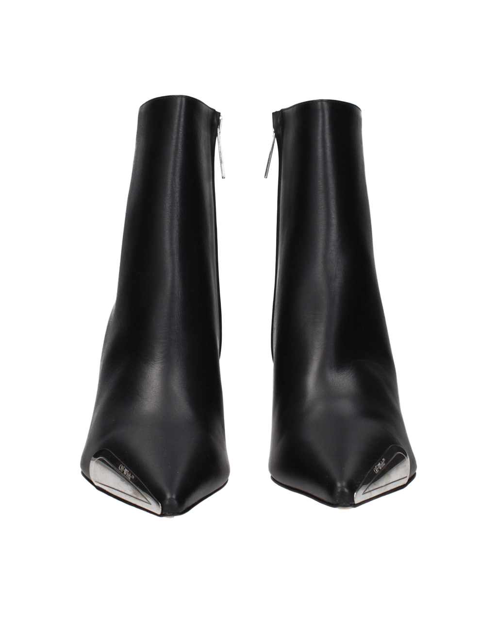 Off-White™ – Metal Tip Leather Ankle Boots Black