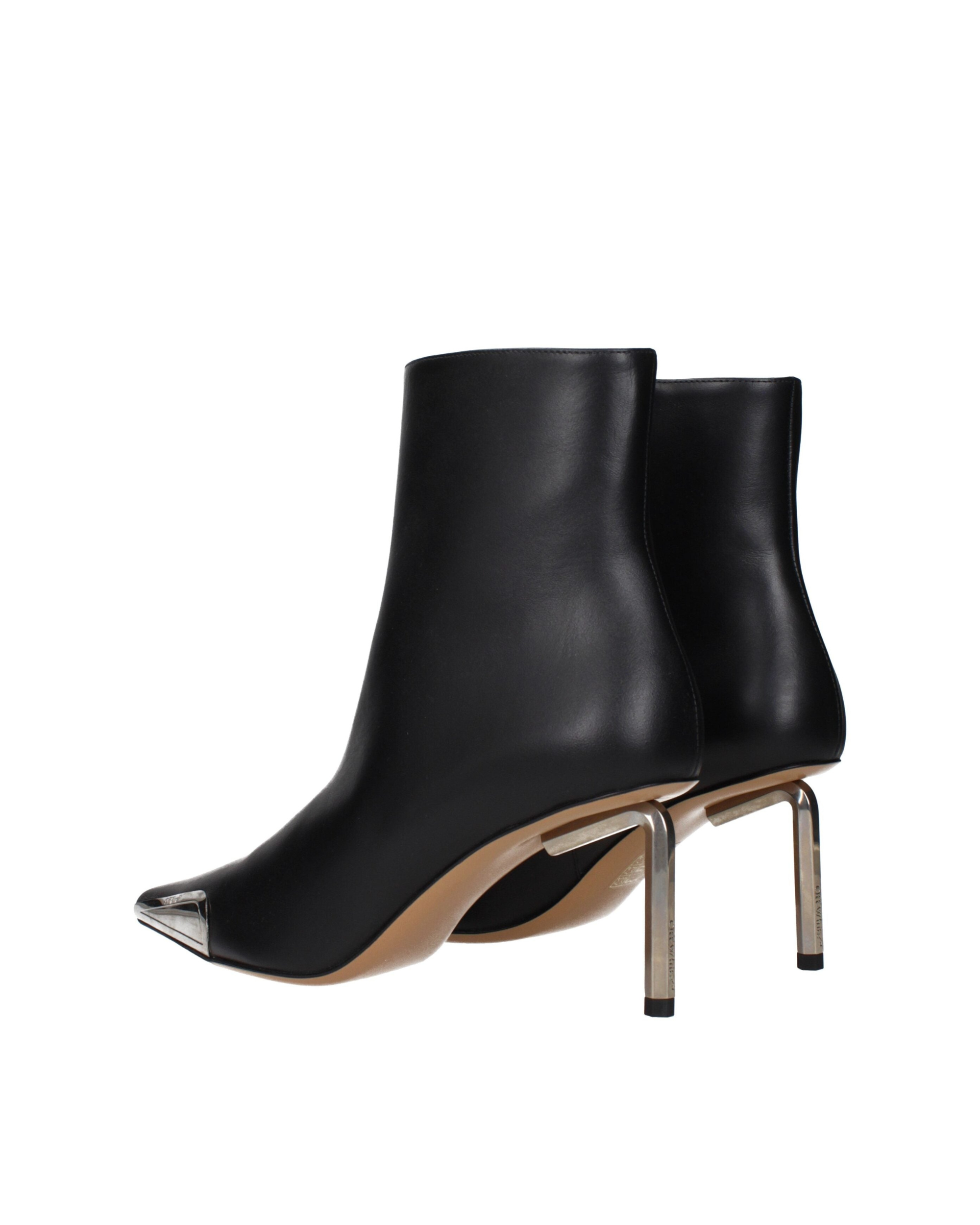 Off-White™ – Metal Tip Leather Ankle Boots Black
