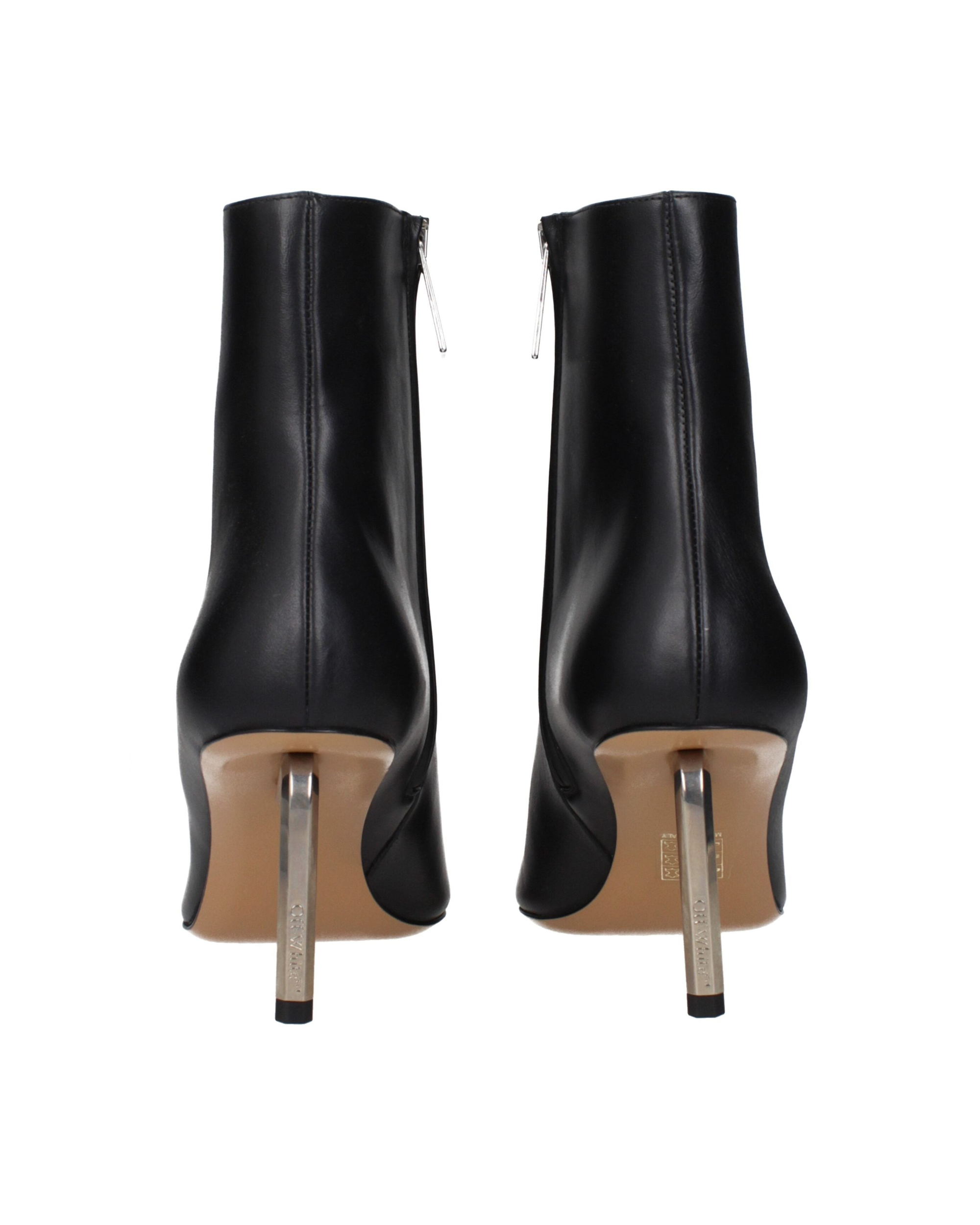 Off-White™ – Metal Tip Leather Ankle Boots Black