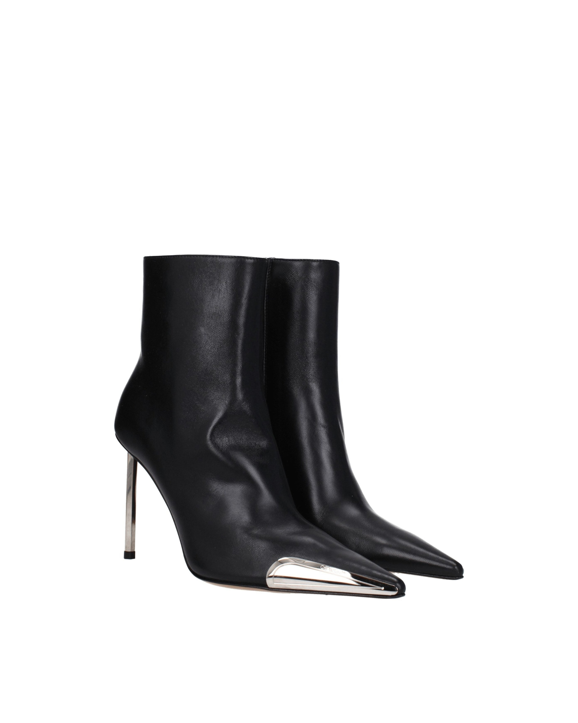 Off-White™ – Metal Tip Leather Ankle Boots Black