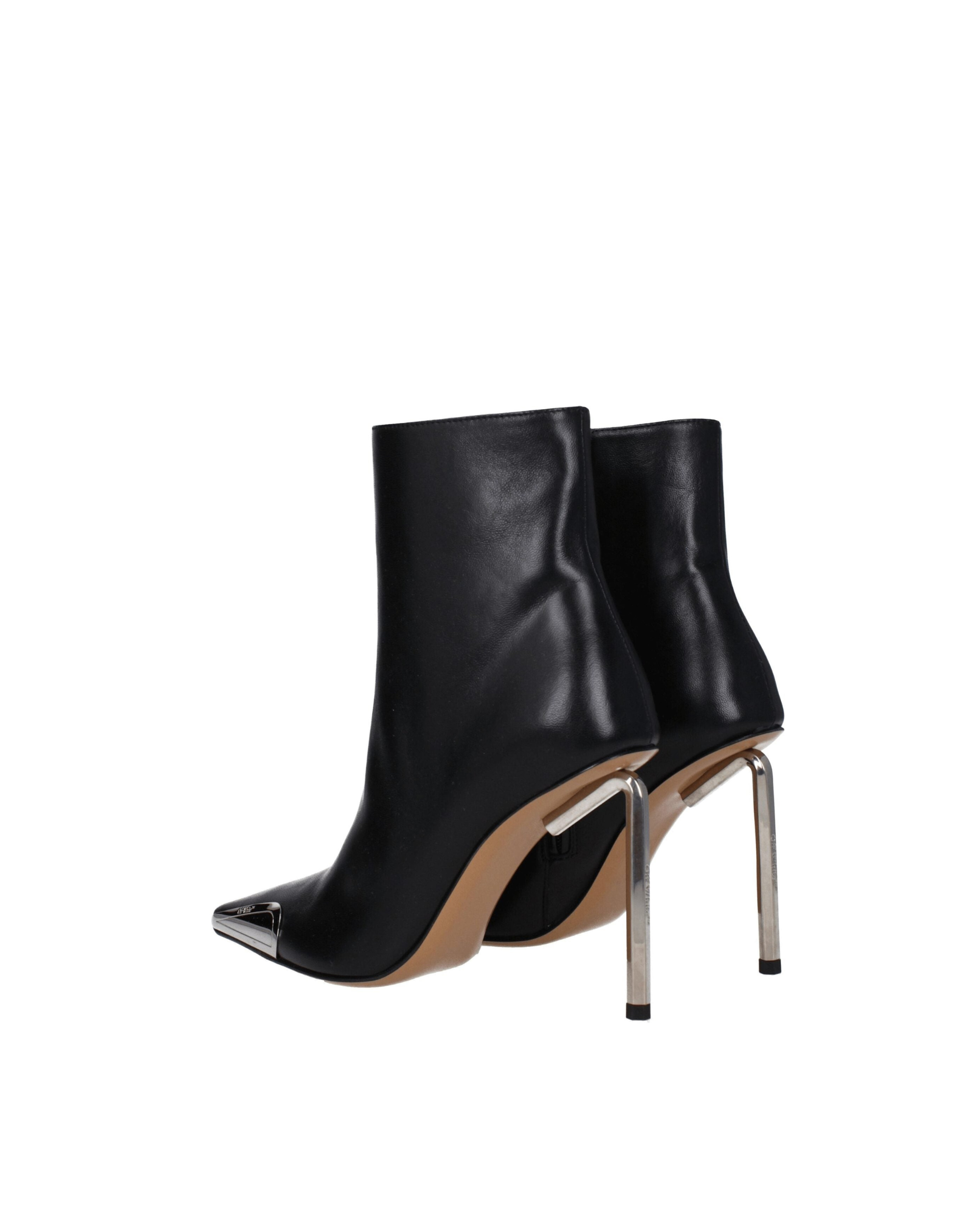 Off-White™ – Metal Tip Leather Ankle Boots Black