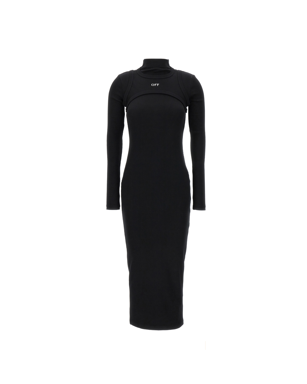 Off-White Off Stamp Rib Round Long Dress Donna
