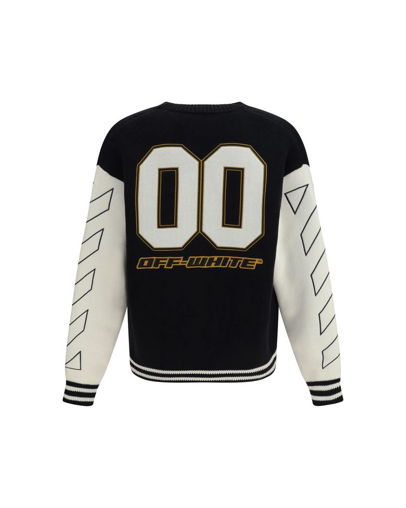 Off-White – Star Logo Diagonal Varsity Cardigan Black & White
