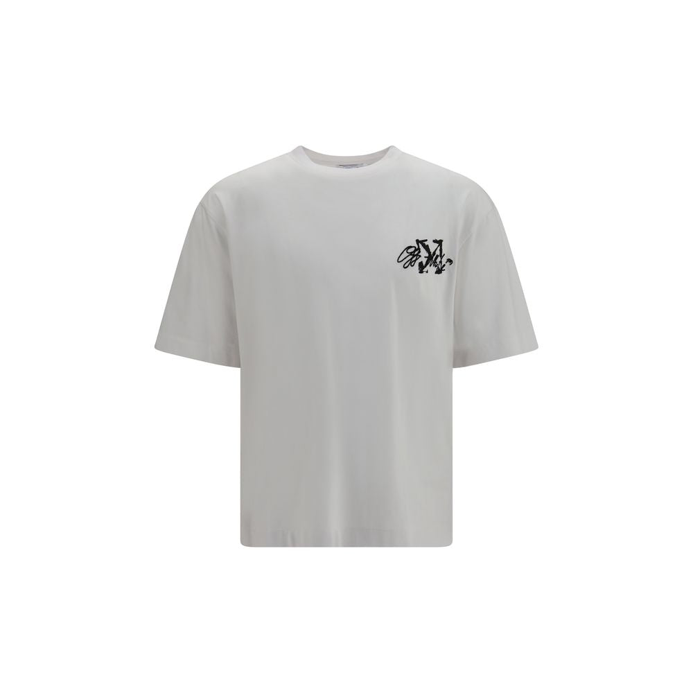 Off-White - Stroke Skate T-Shirt Bianca con Logo Ricamato