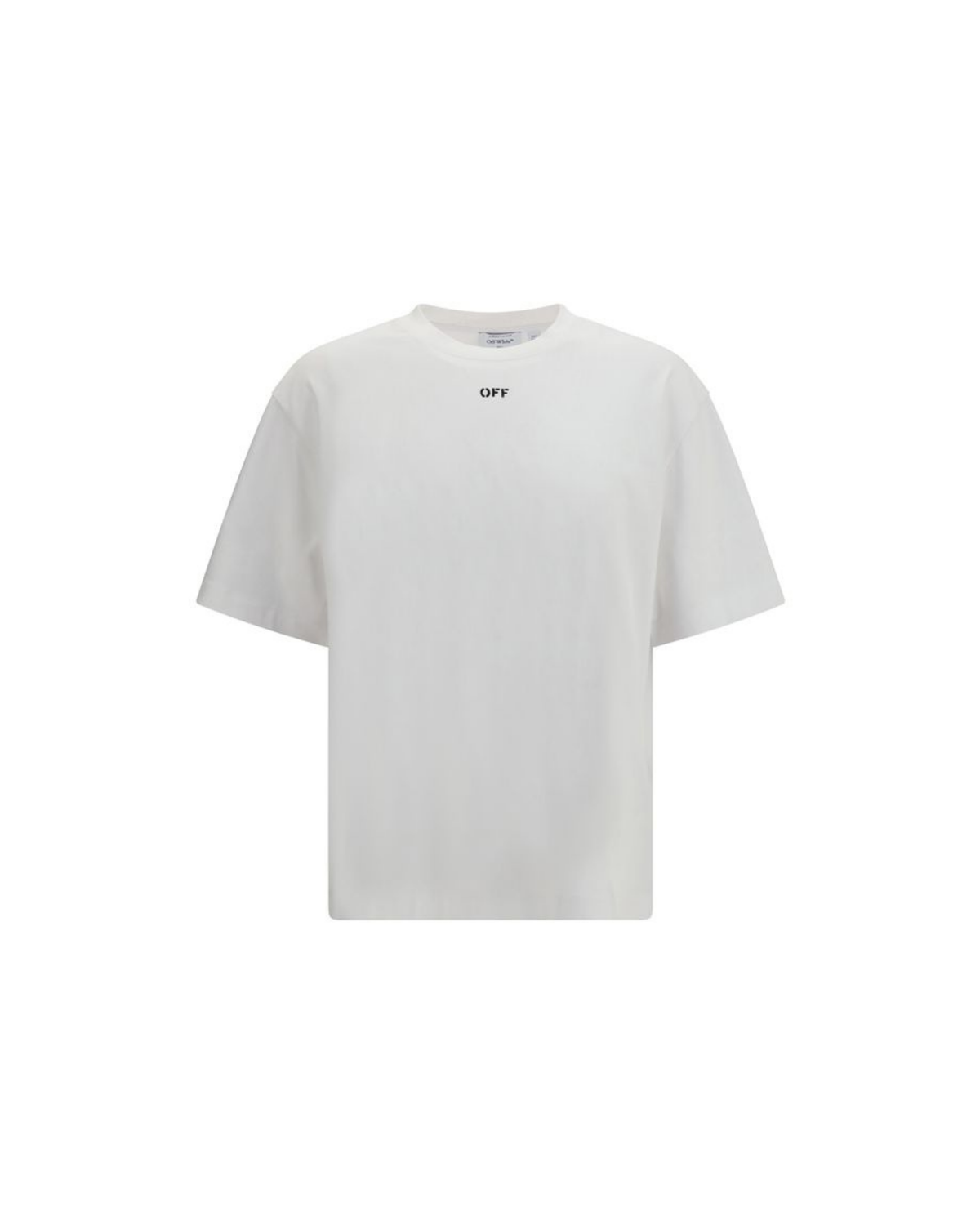 Off-White™ – T-Shirt Bianca in Cotone con Grafica Chain Heraldic Arrow sul Retro