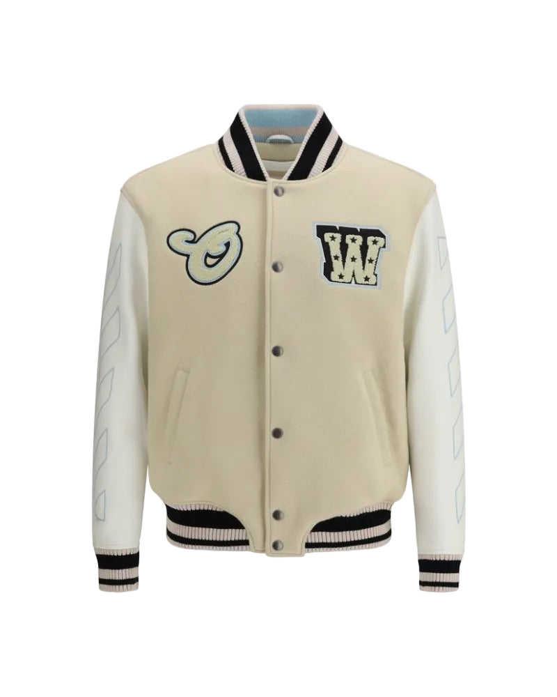 Off-White – Varsity Star Logo Jacket Ivory & White