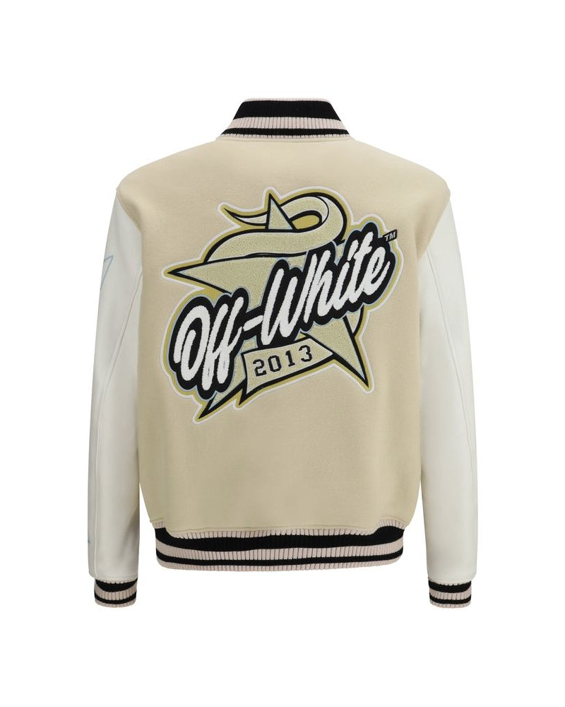 Off-White – Varsity Star Logo Jacket Ivory & White