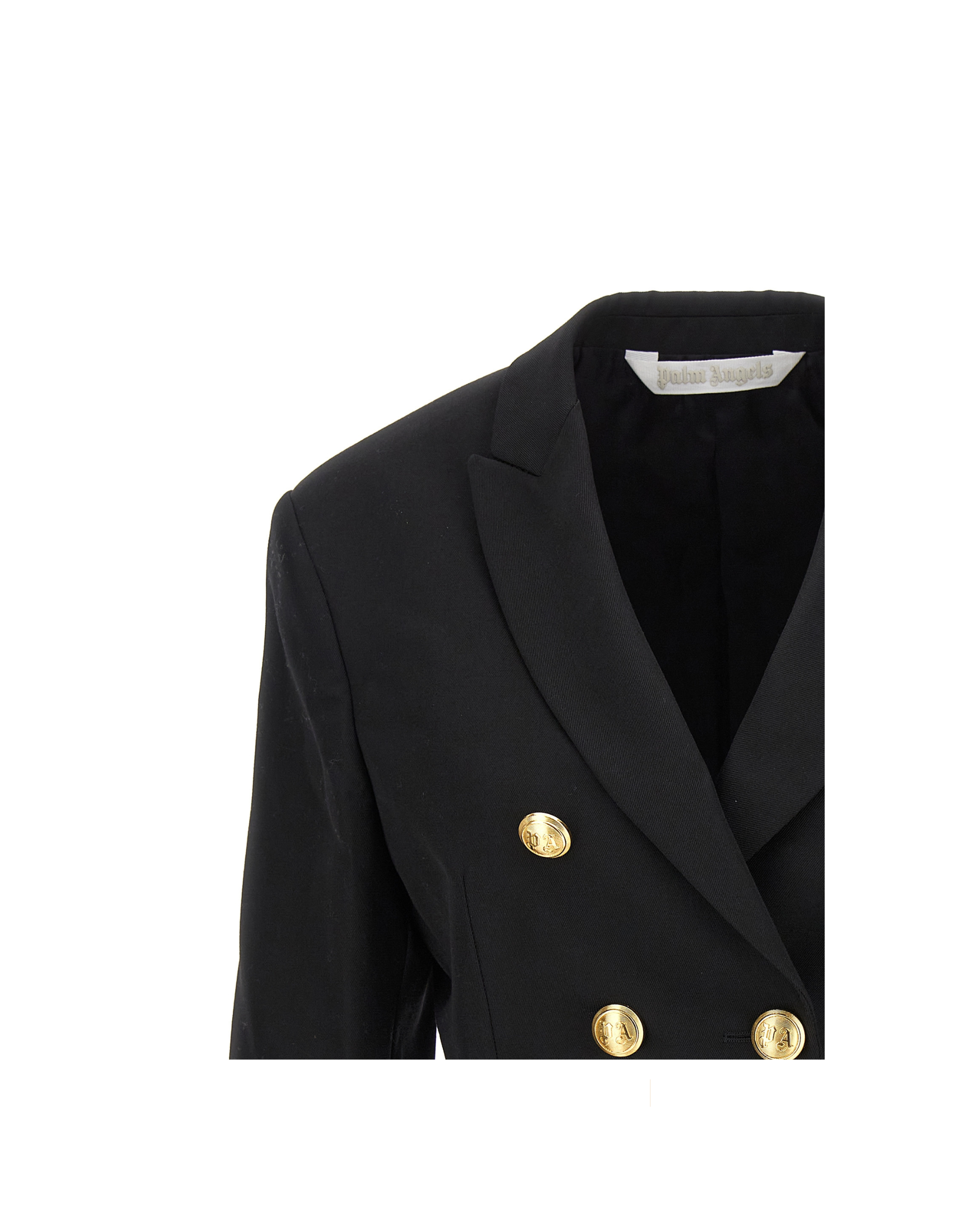 Palm Angels – Double-Breasted Cropped Blazer Black