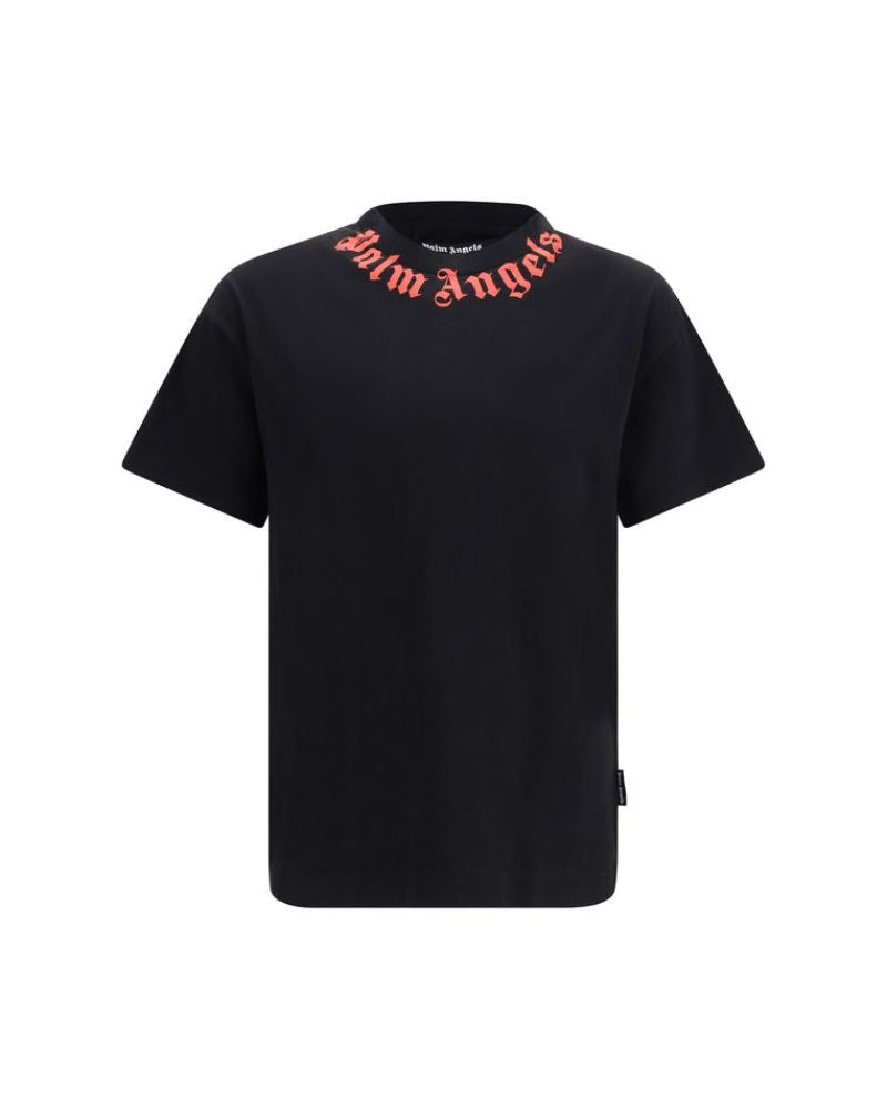 Palm Angels – Neck Logo Cotton T-Shirt Black