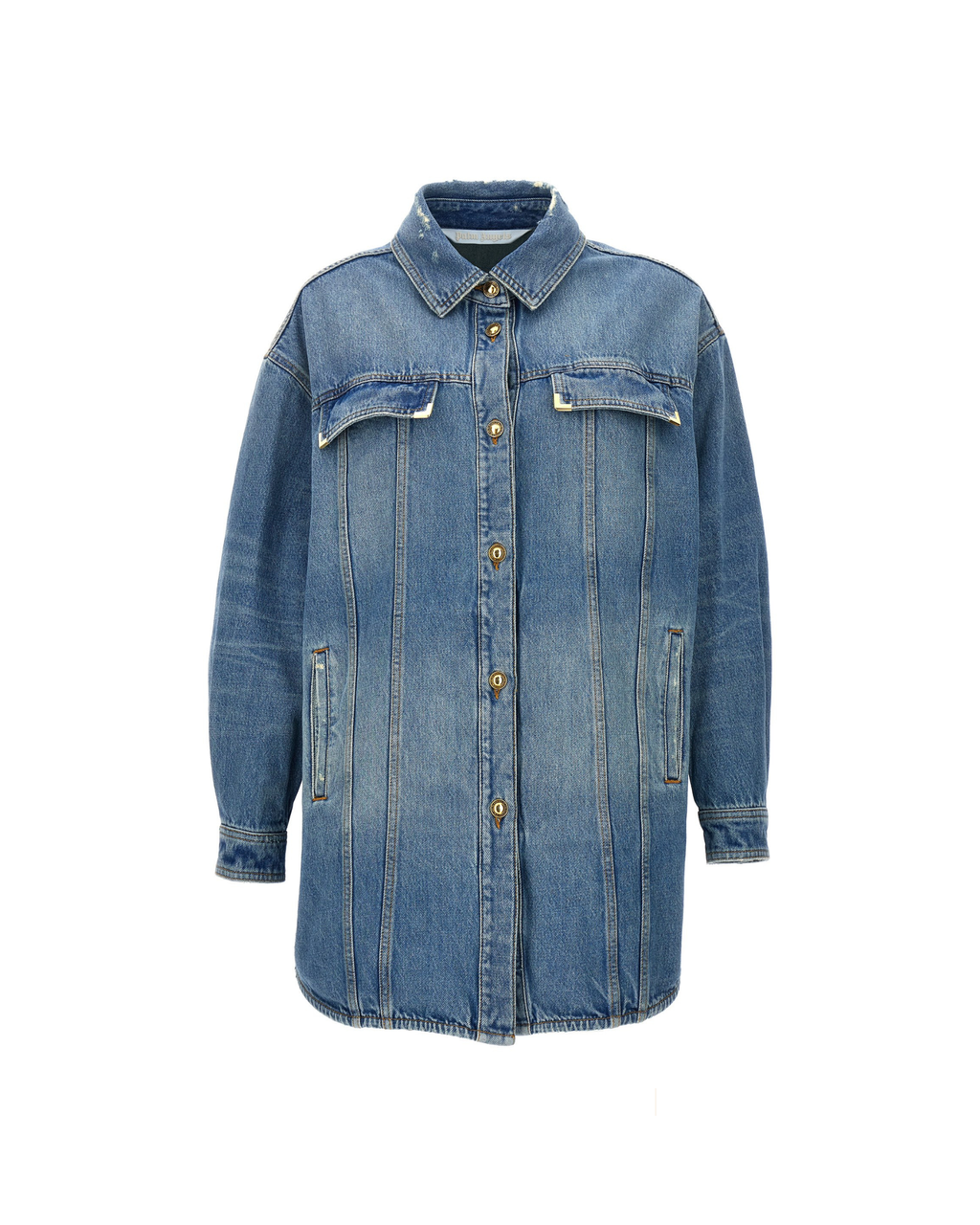 Palm Angels – Washed Logo Denim Jacket Light Blue
