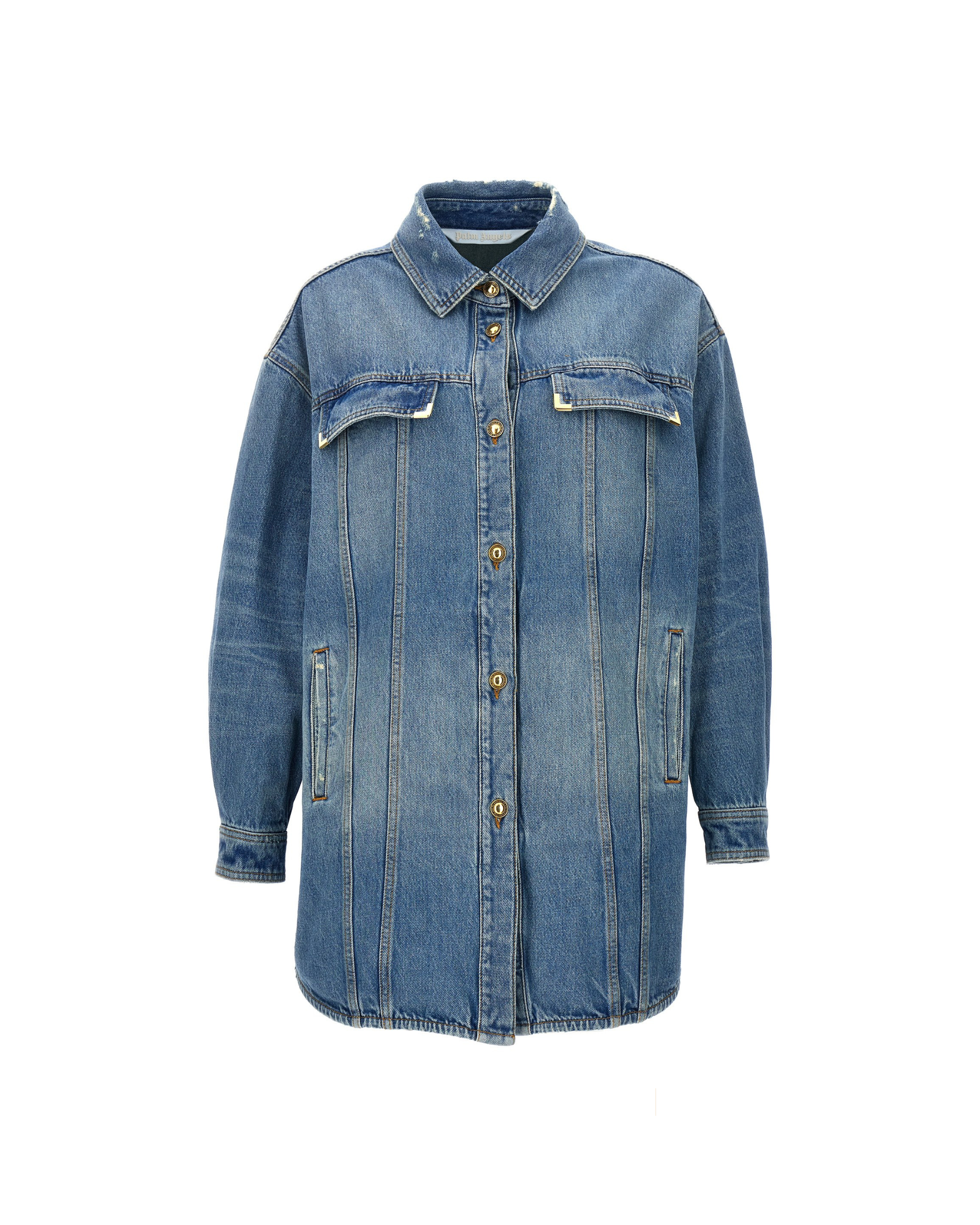 Palm Angels – Washed Logo Denim Jacket Light Blue