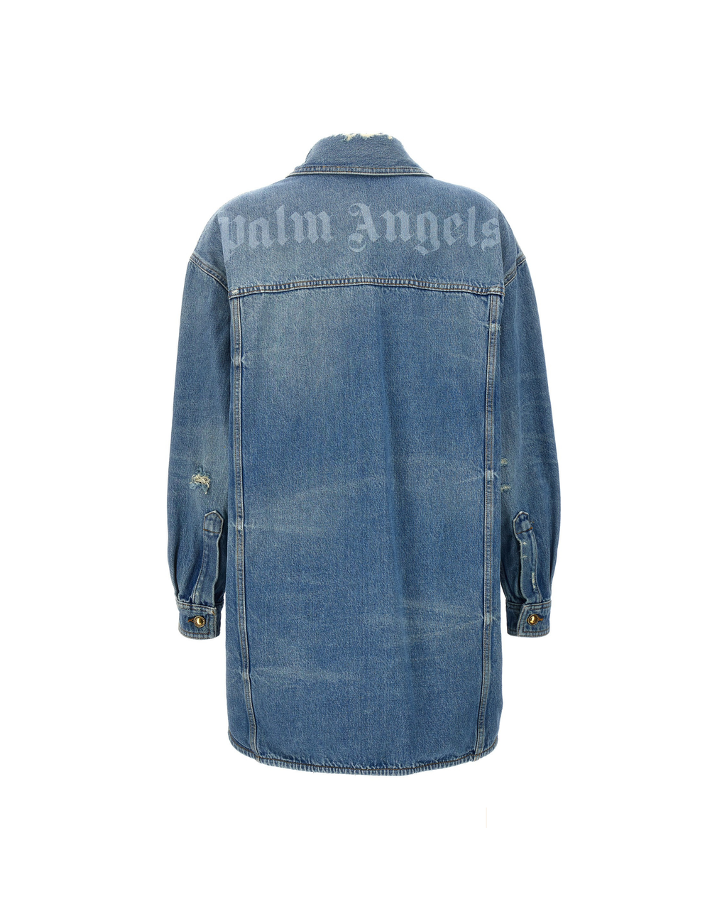 Palm Angels – Washed Logo Denim Jacket Light Blue