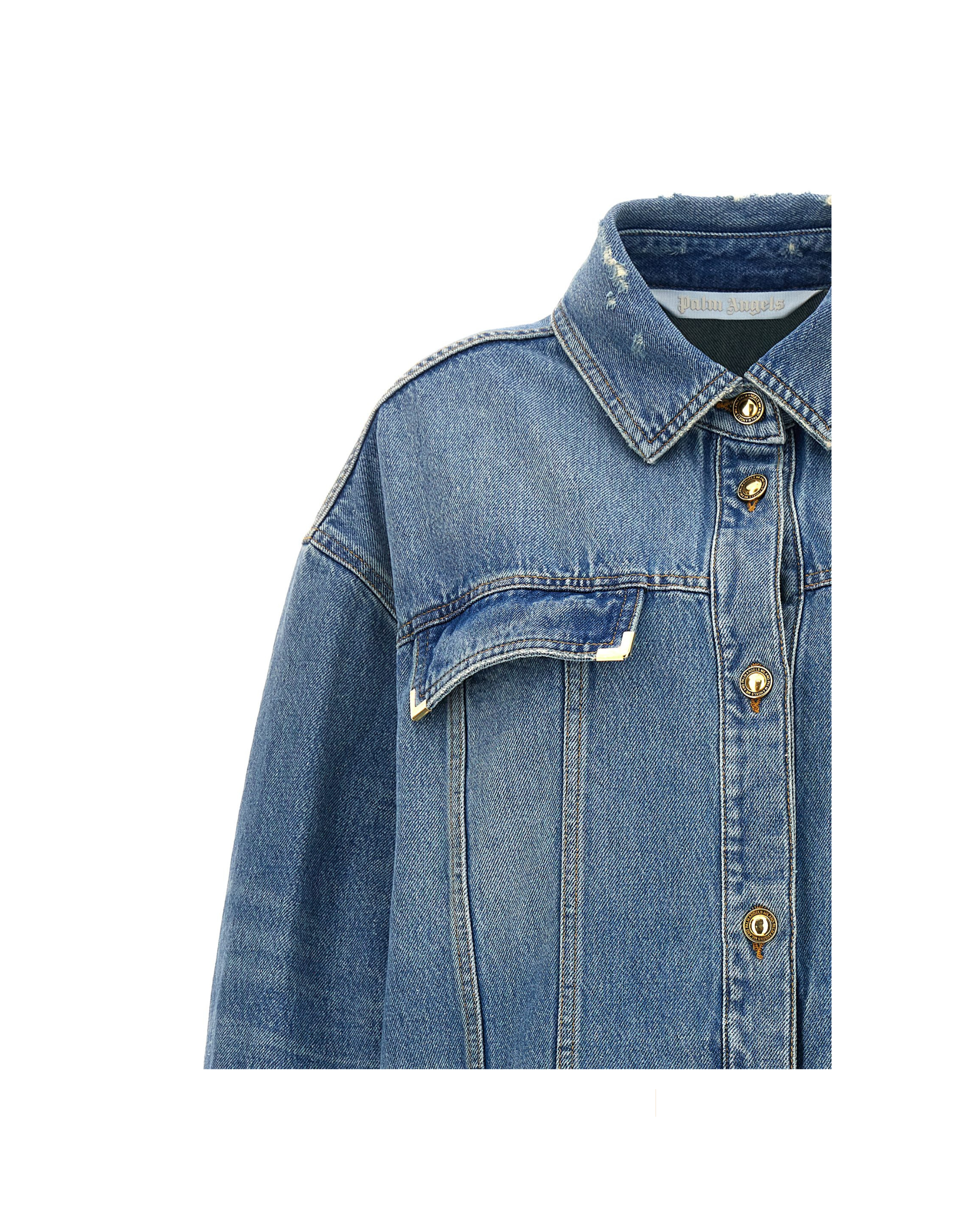 Palm Angels – Washed Logo Denim Jacket Light Blue