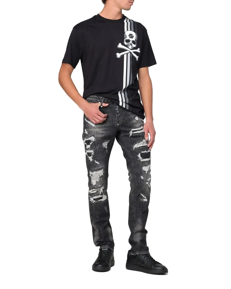 Philipp Plein – Distressed Slim Fit Jeans Black Wash