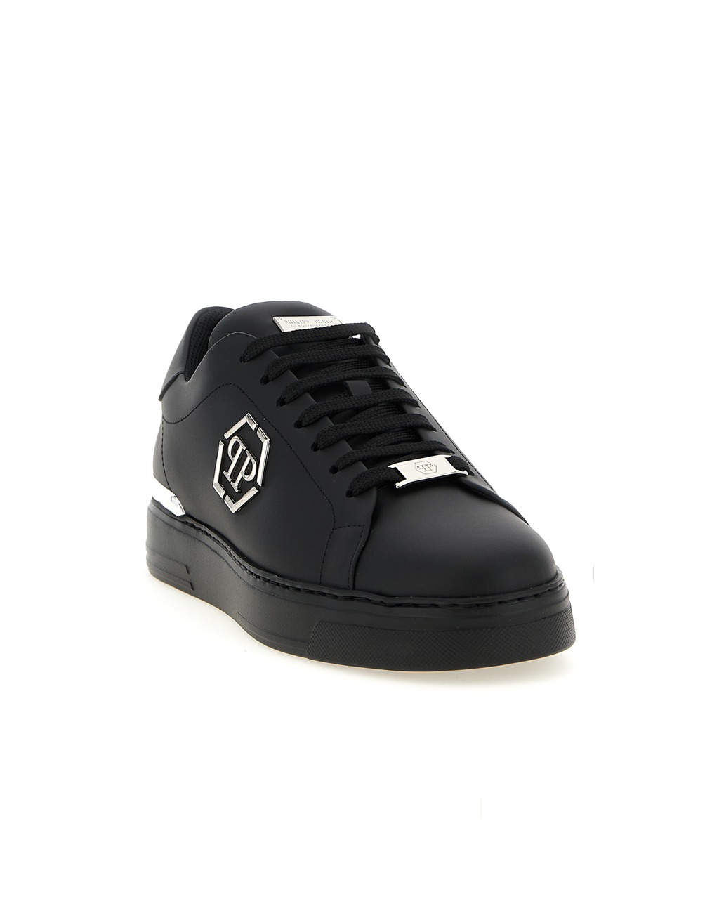 Philipp Plein – Hexagon Leather Sneakers Black