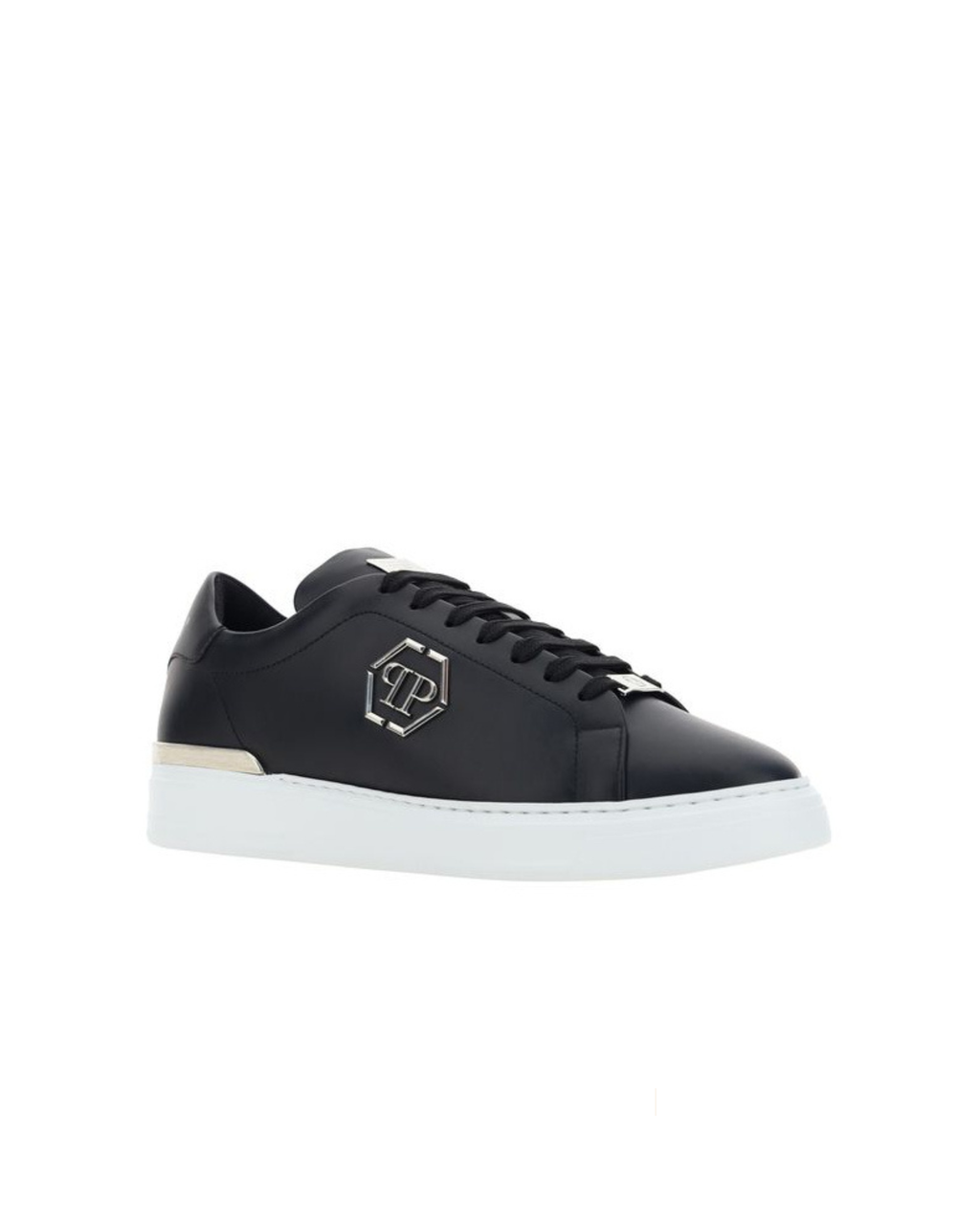 Philipp Plein – Hexagon Low Top Leather Sneakers Black