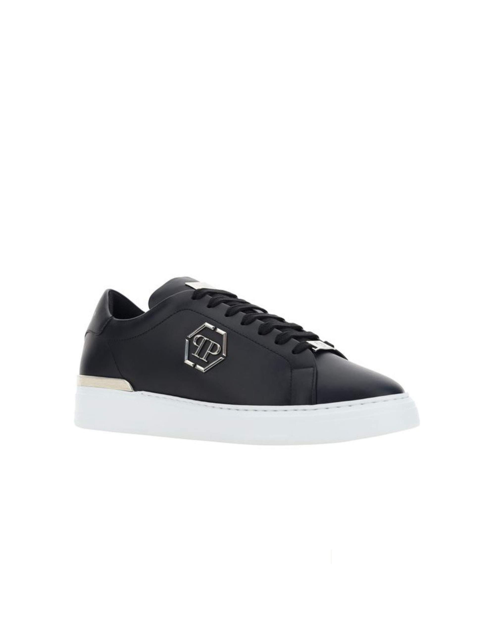 Philipp Plein – Hexagon Low Top Leather Sneakers Black