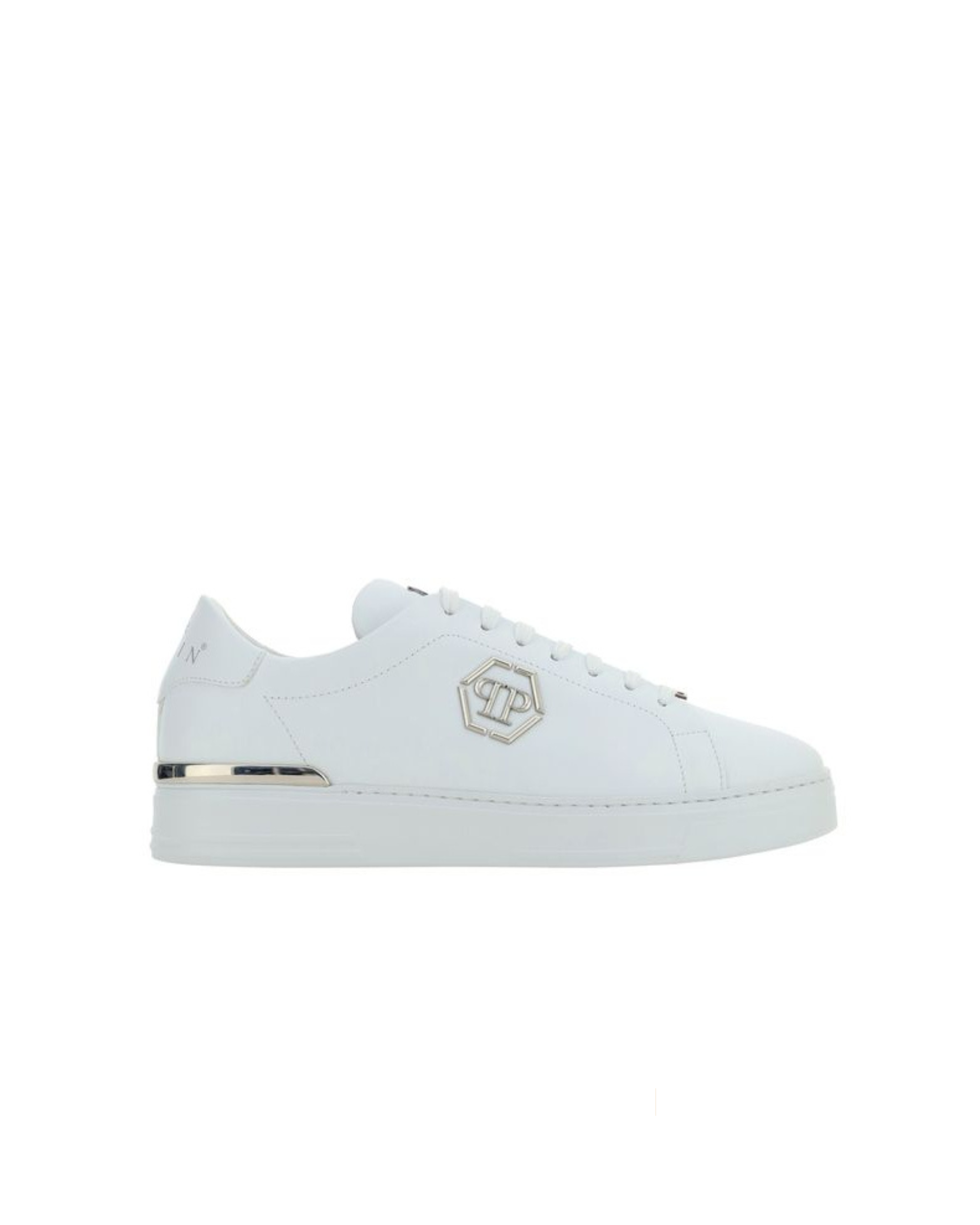 Philipp Plein – Hexagon Low Top Leather Sneakers White