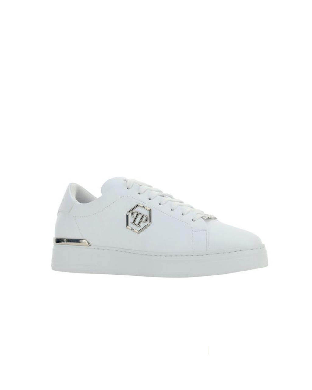 Philipp Plein – Hexagon Low Top Leather Sneakers White