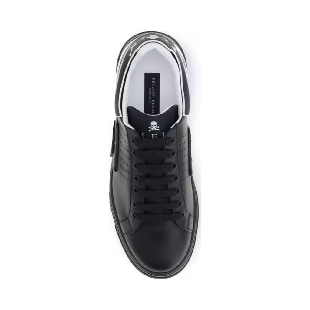 Philipp Plein Men's Black Calf Leather Sneakers - Hexagon Logo Edition