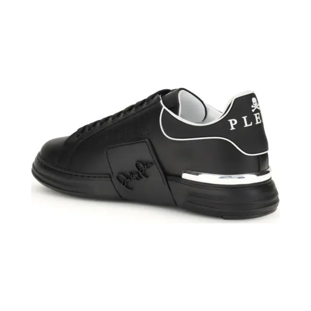 Philipp Plein Men's Black Calf Leather Sneakers - Hexagon Logo Edition