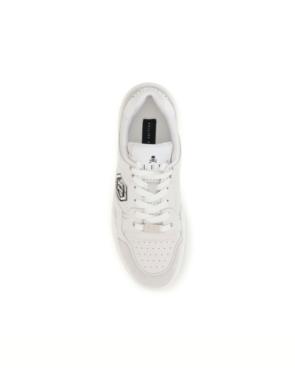 Philipp Plein Predator V2 Low Top Sneakers Bianche con Logo Hexagon PP