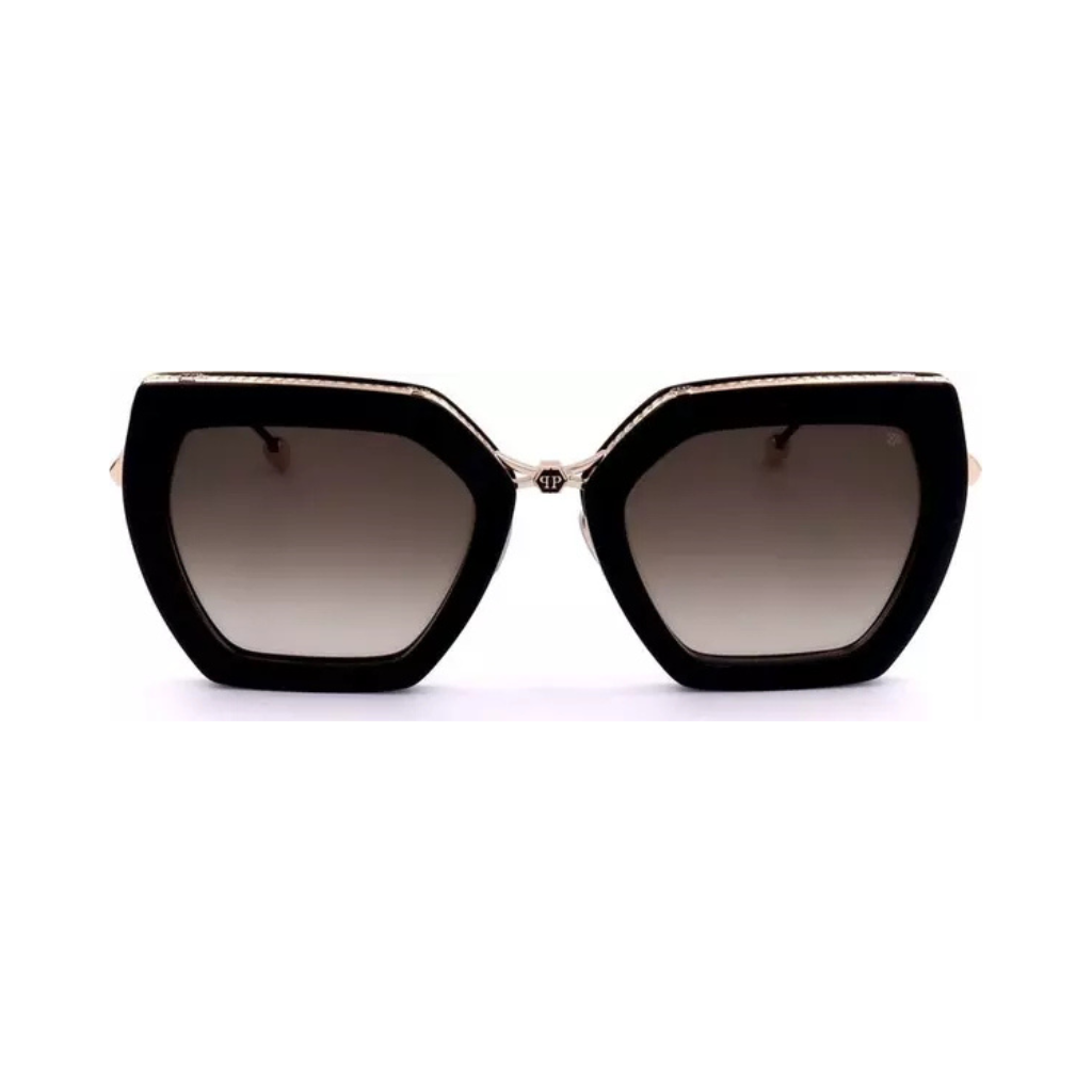 Philipp Plein - SPP097S Hexagonal Metal-Trim Sunglasses - Black & Gold