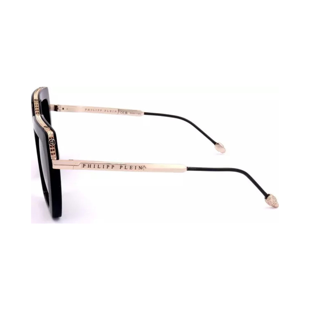 Philipp Plein - SPP097S Hexagonal Metal-Trim Sunglasses - Black & Gold