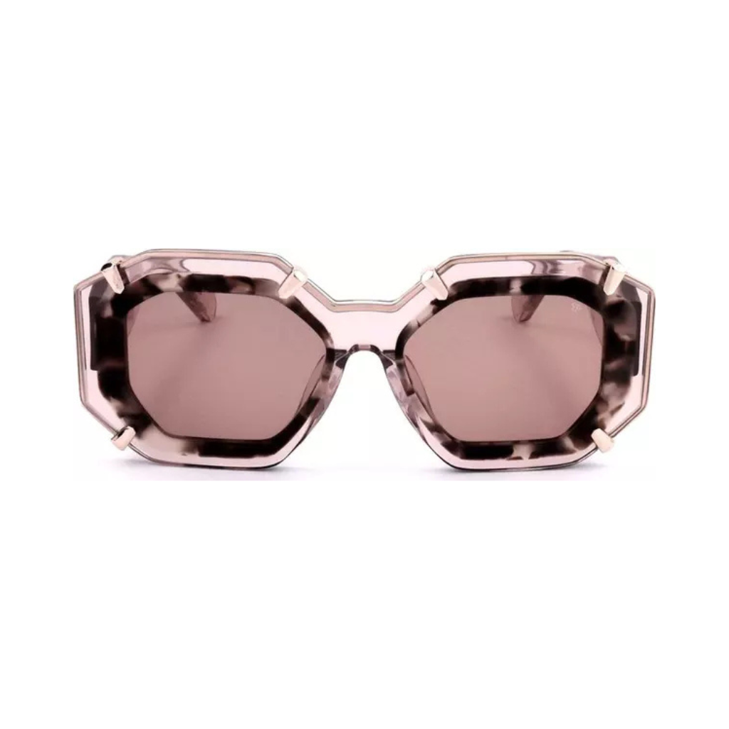 Philipp Plein SPP098V Crystal Pink & Marble Sunglasses - Women's Geometric