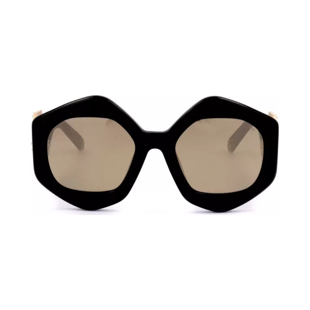 Philipp Plein - SPP102S Crystal Hexagon Sunglasses - Black & Gold Skull