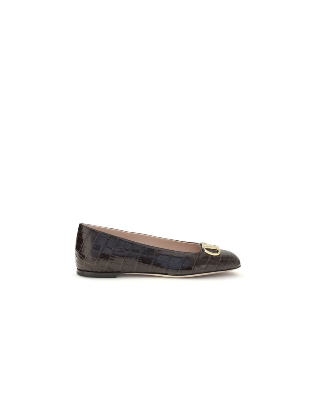 Valentino Garavani – Ballerine VLogo Signature Effetto Coccodrillo Marrone