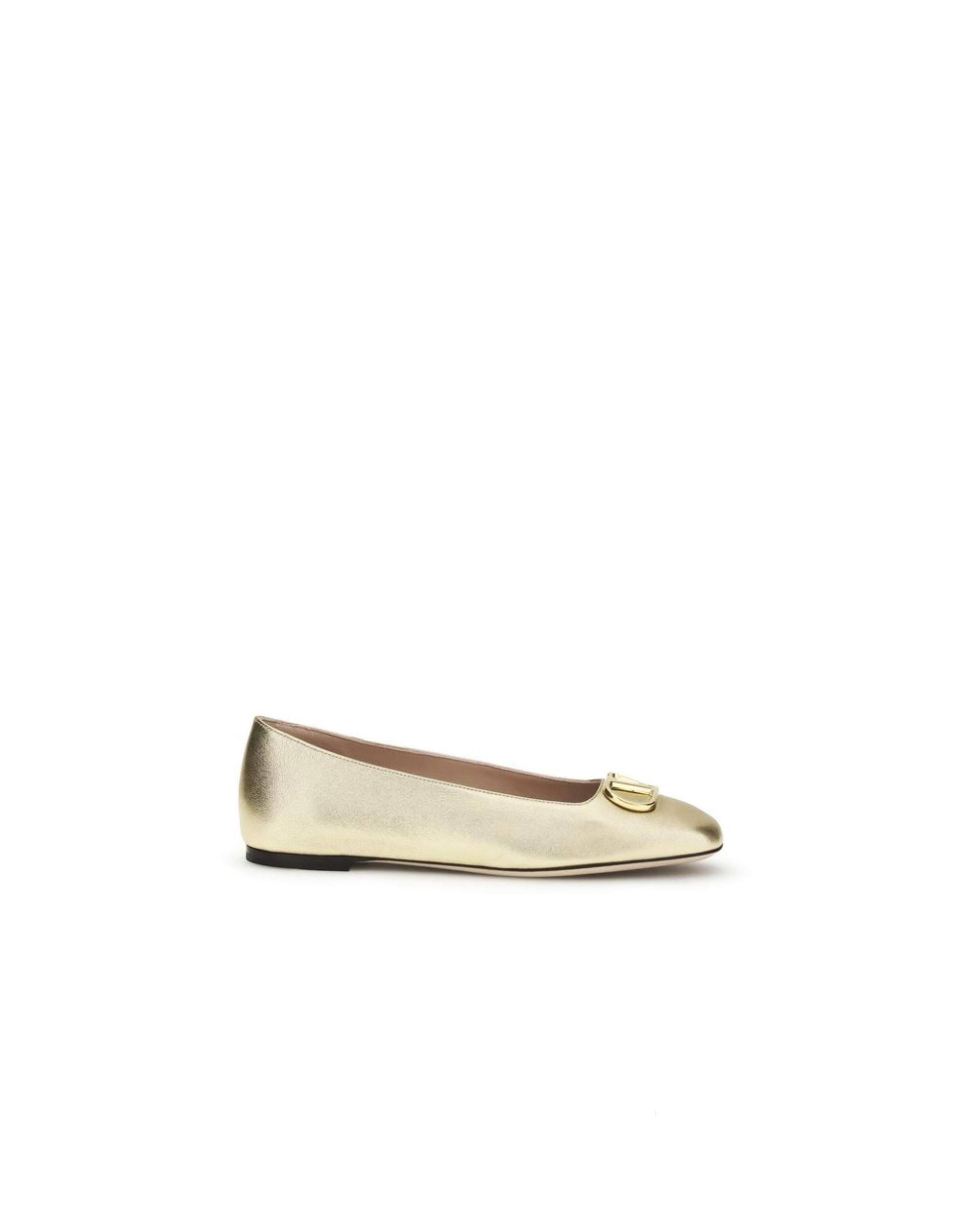 Valentino Garavani – Ballerine VLogo Signature in Nappa Laminata Oro