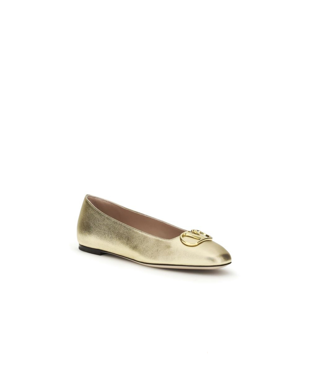 Valentino Garavani – Ballerine VLogo Signature in Nappa Laminata Oro