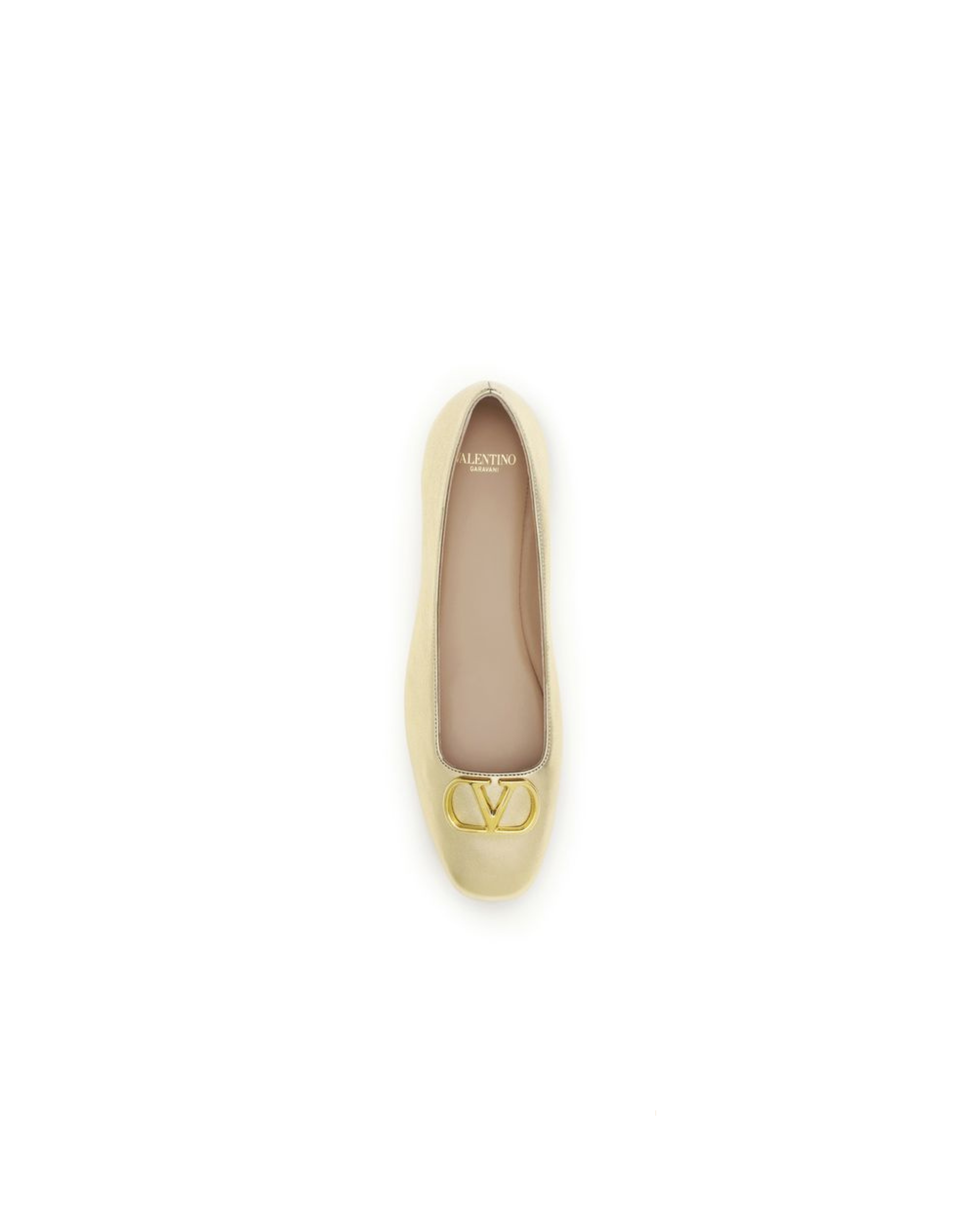 Valentino Garavani – Ballerine VLogo Signature in Nappa Laminata Oro