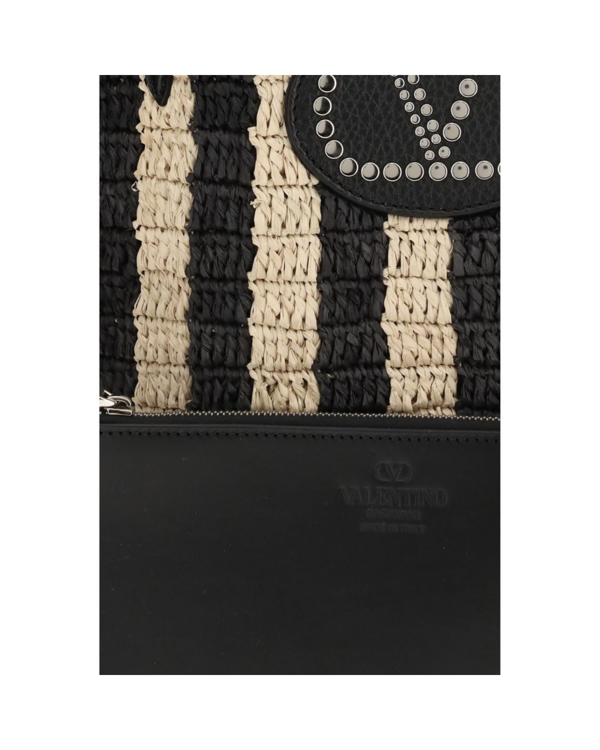 Valentino Garavani – Bucket Bag in Raffia a Righe con VLogo Signature