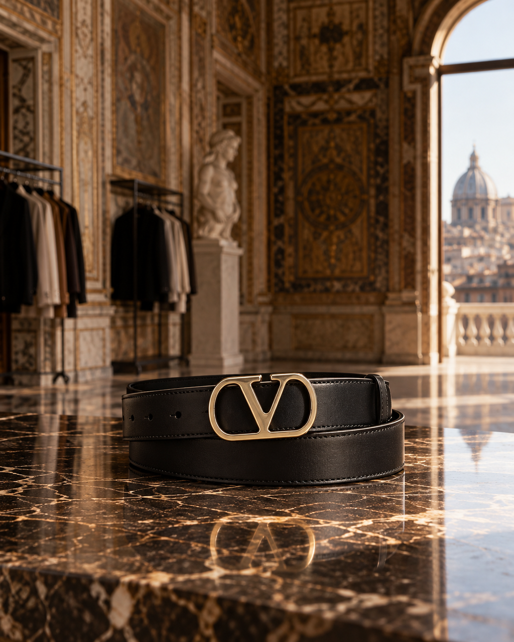 Valentino Garavani – VLogo Signature Leather Belt Black/Gold