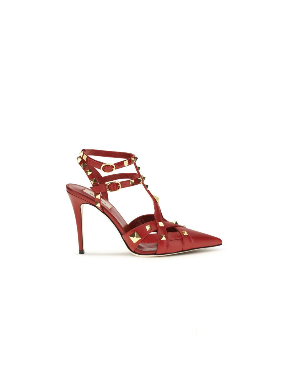 Valentino Garavani – Décolleté Studdy in Pelle di Capra Rosso Rubino con Borchie