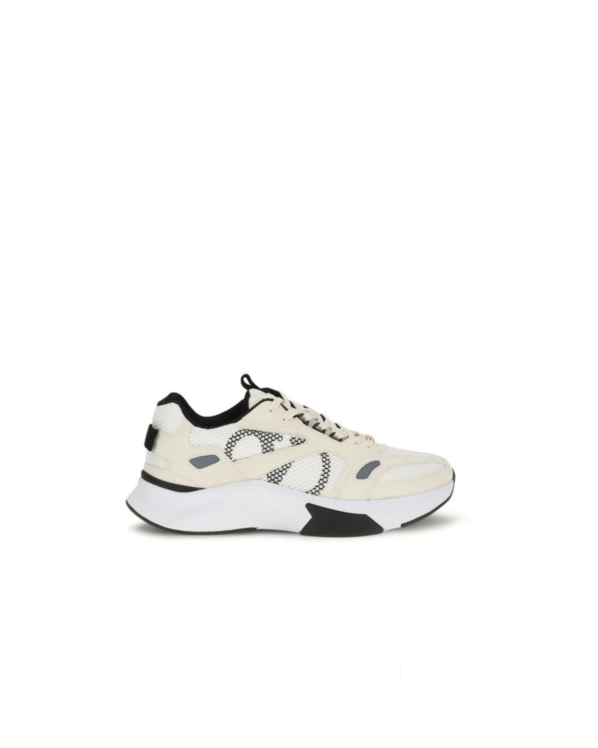 White Fabric Low Top Sneakers