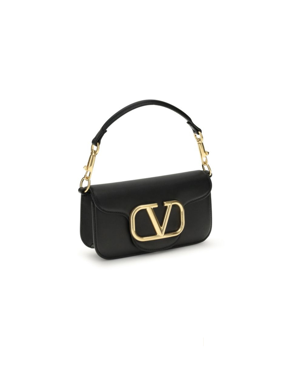 Valentino Garavani Locò Shoulder Bag in Pelle Nera con VLogo Signature