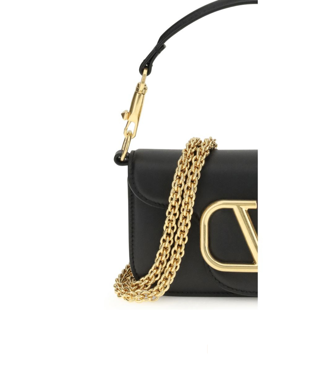 Valentino Garavani Locò Shoulder Bag in Pelle Nera con VLogo Signature