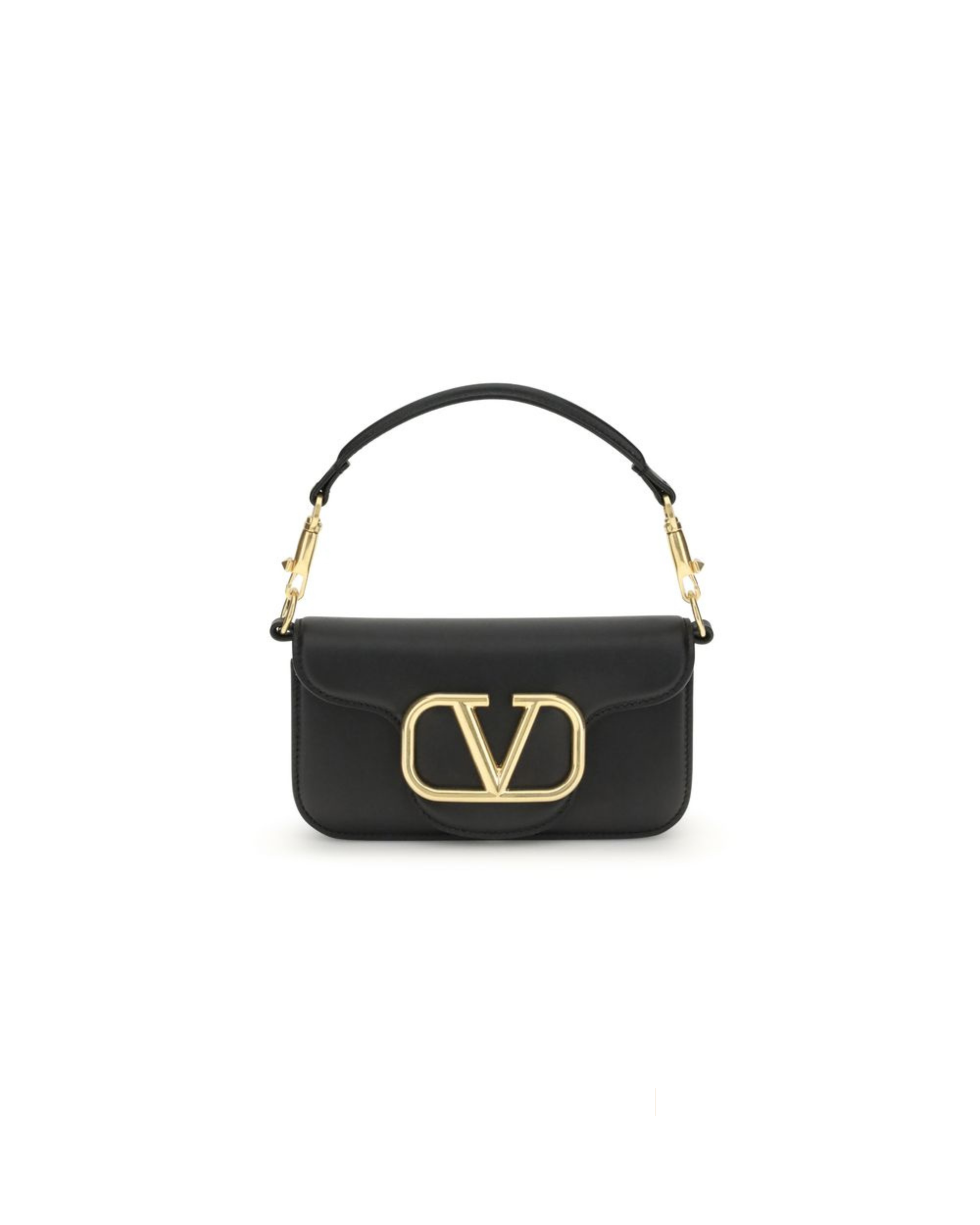 Valentino Garavani Locò Shoulder Bag in Pelle Nera con VLogo Signature
