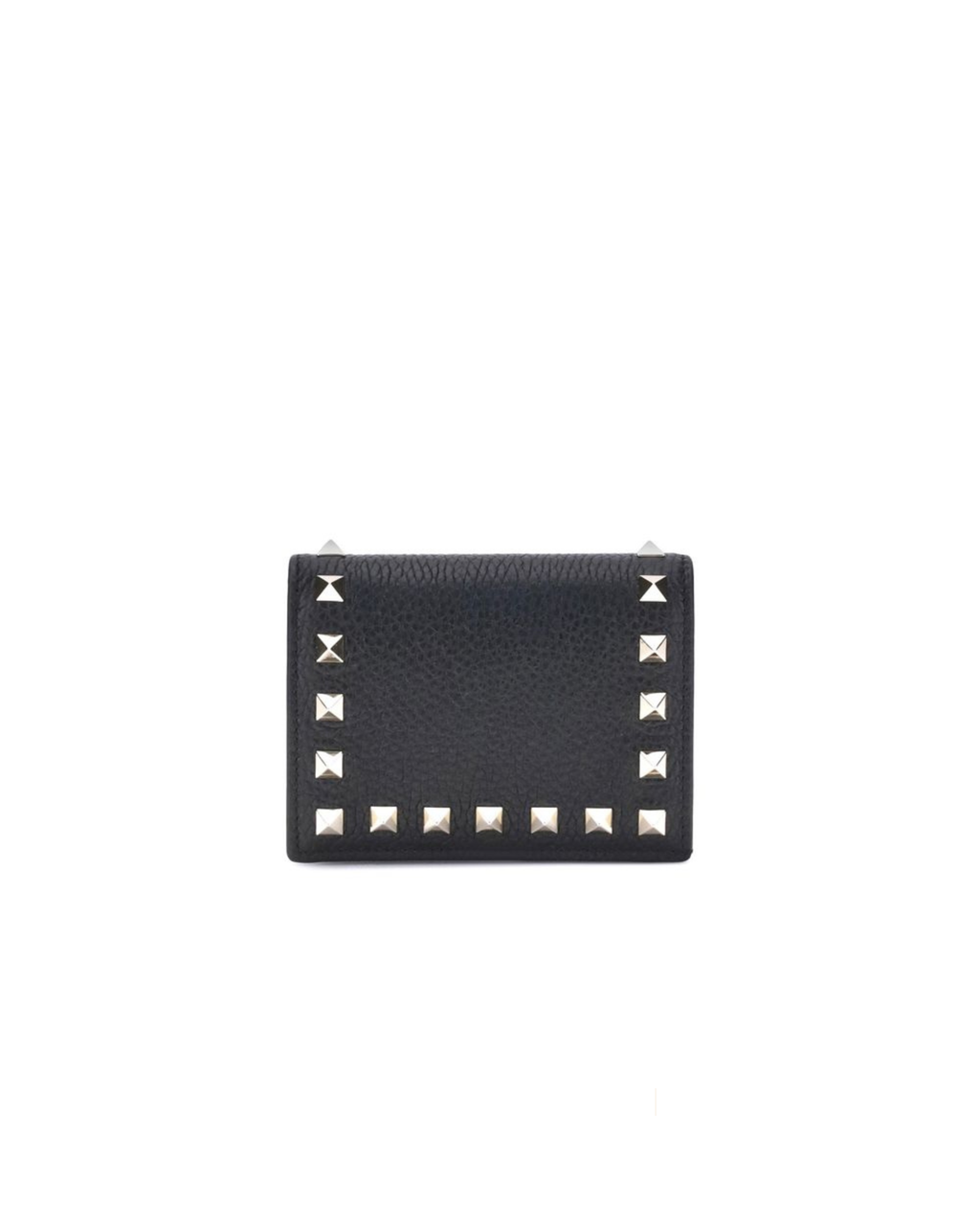 Valentino Garavani – Portafoglio French Rockstud in Pelle di Vitello Nera