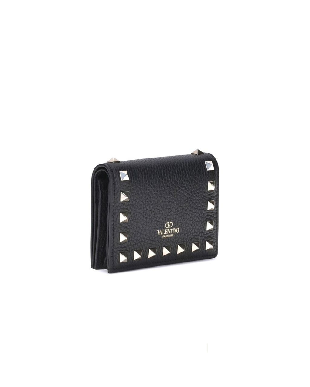 Valentino Garavani – Portafoglio French Rockstud in Pelle di Vitello Nera