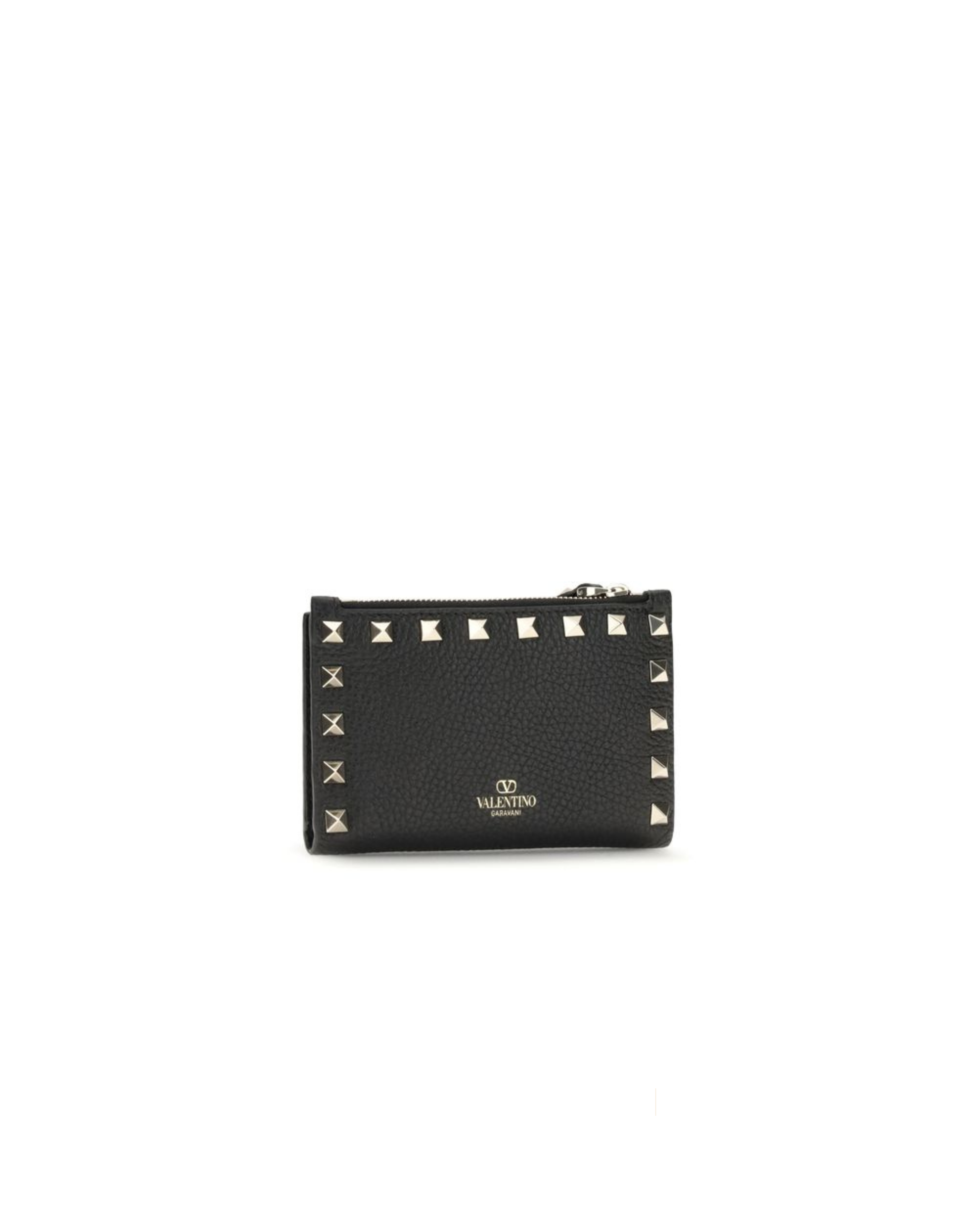 Valentino Garavani – Portamonete e Portacarte Rockstud in Pelle di Vitello Nera