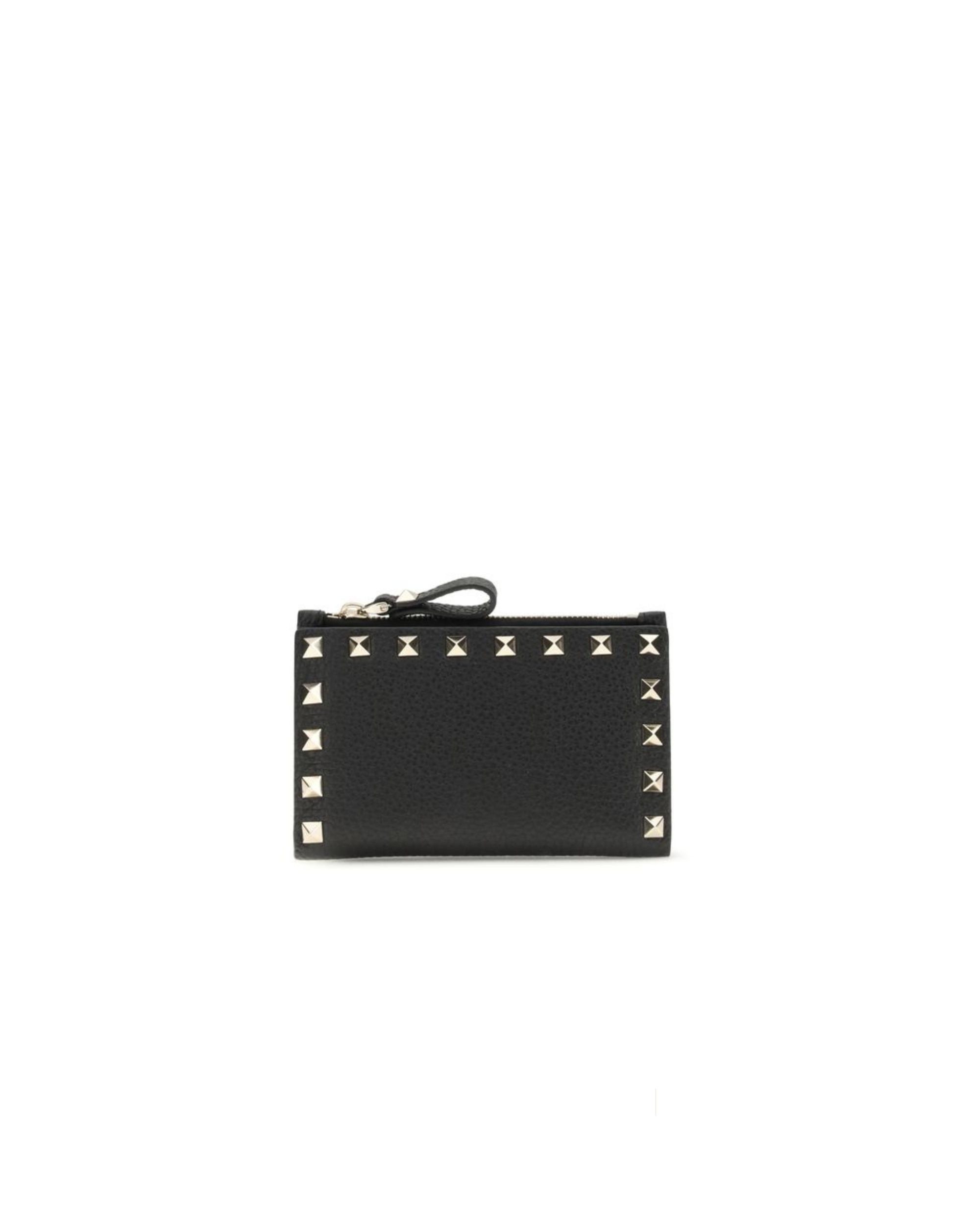 Valentino Garavani – Portamonete e Portacarte Rockstud in Pelle di Vitello Nera