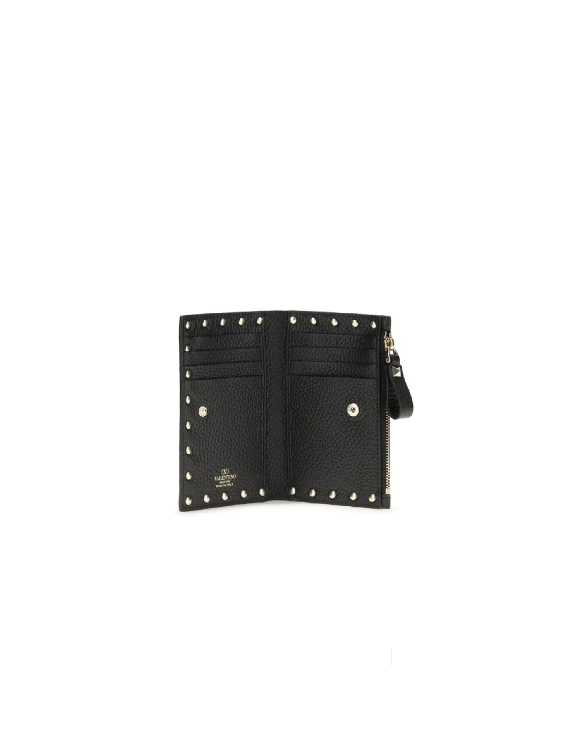 Valentino Garavani – Portamonete e Portacarte Rockstud in Pelle di Vitello Nera