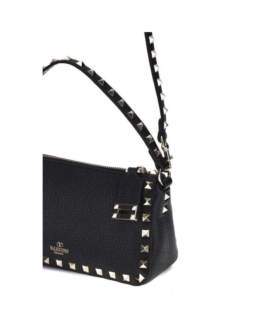 Valentino Garavani - Rockstud Borsa a Spalla Nera in Pelle