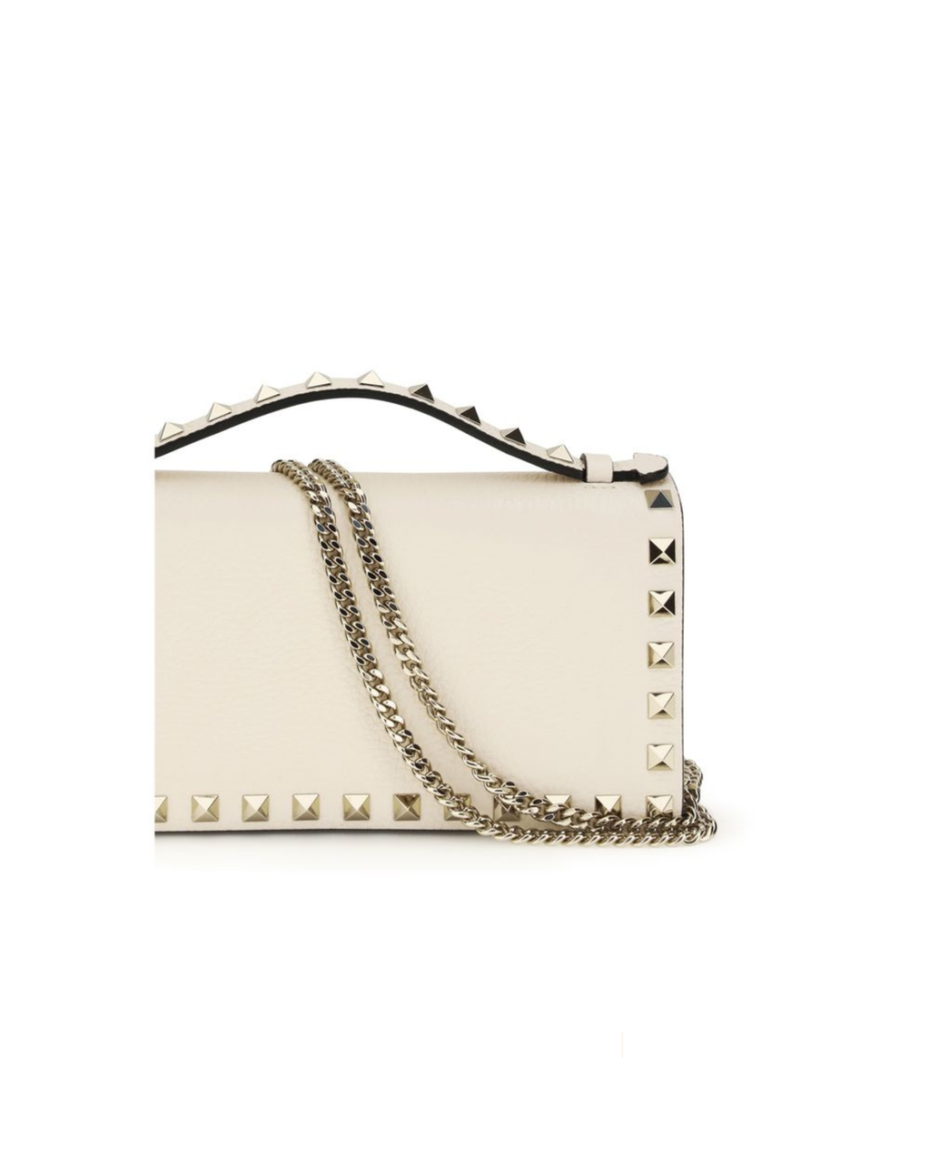 Valentino Garavani – Rockstud Chain Wallet in Pelle di Vitello Avorio