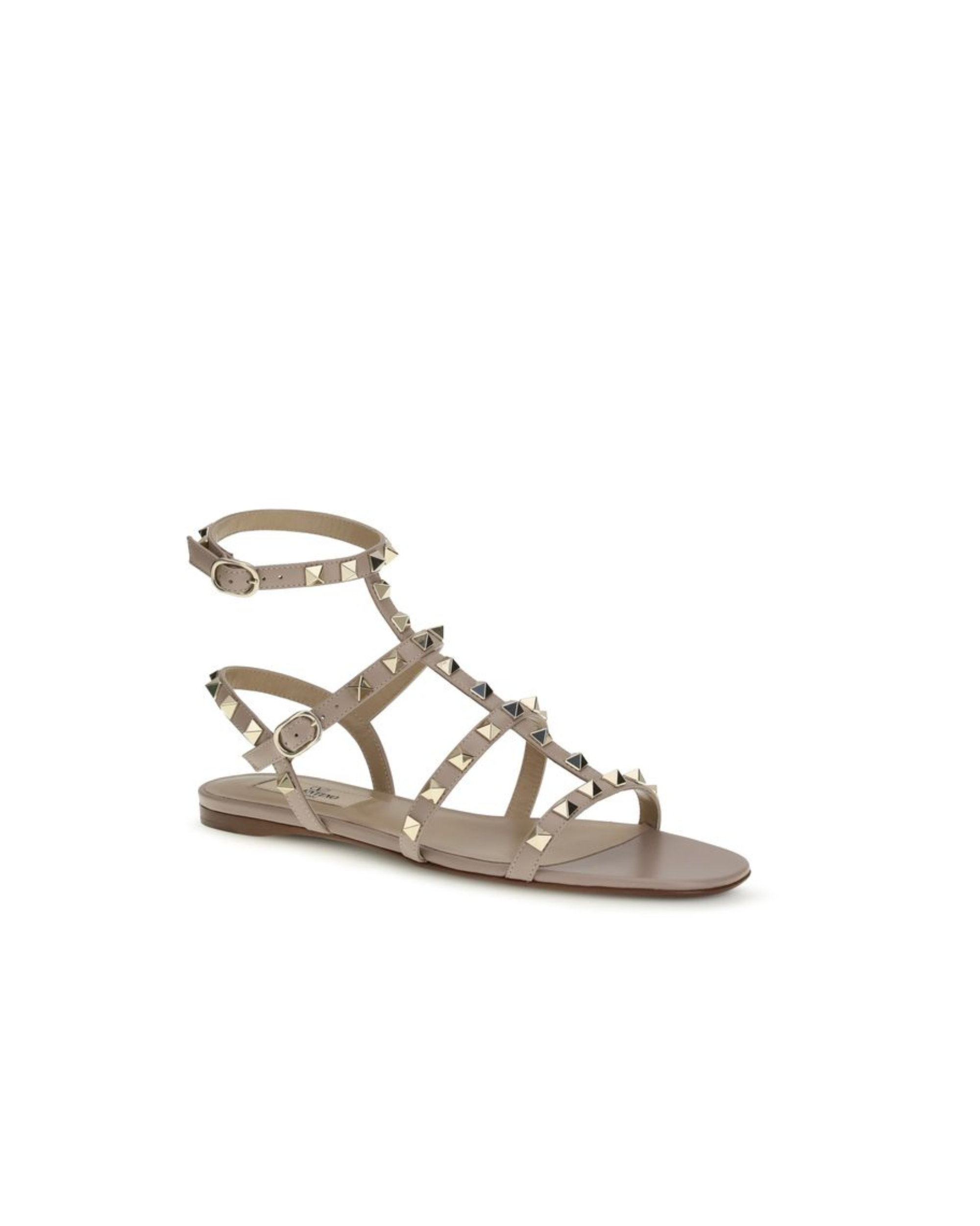 Valentino Garavani – Rockstud Leather Sandals Beige